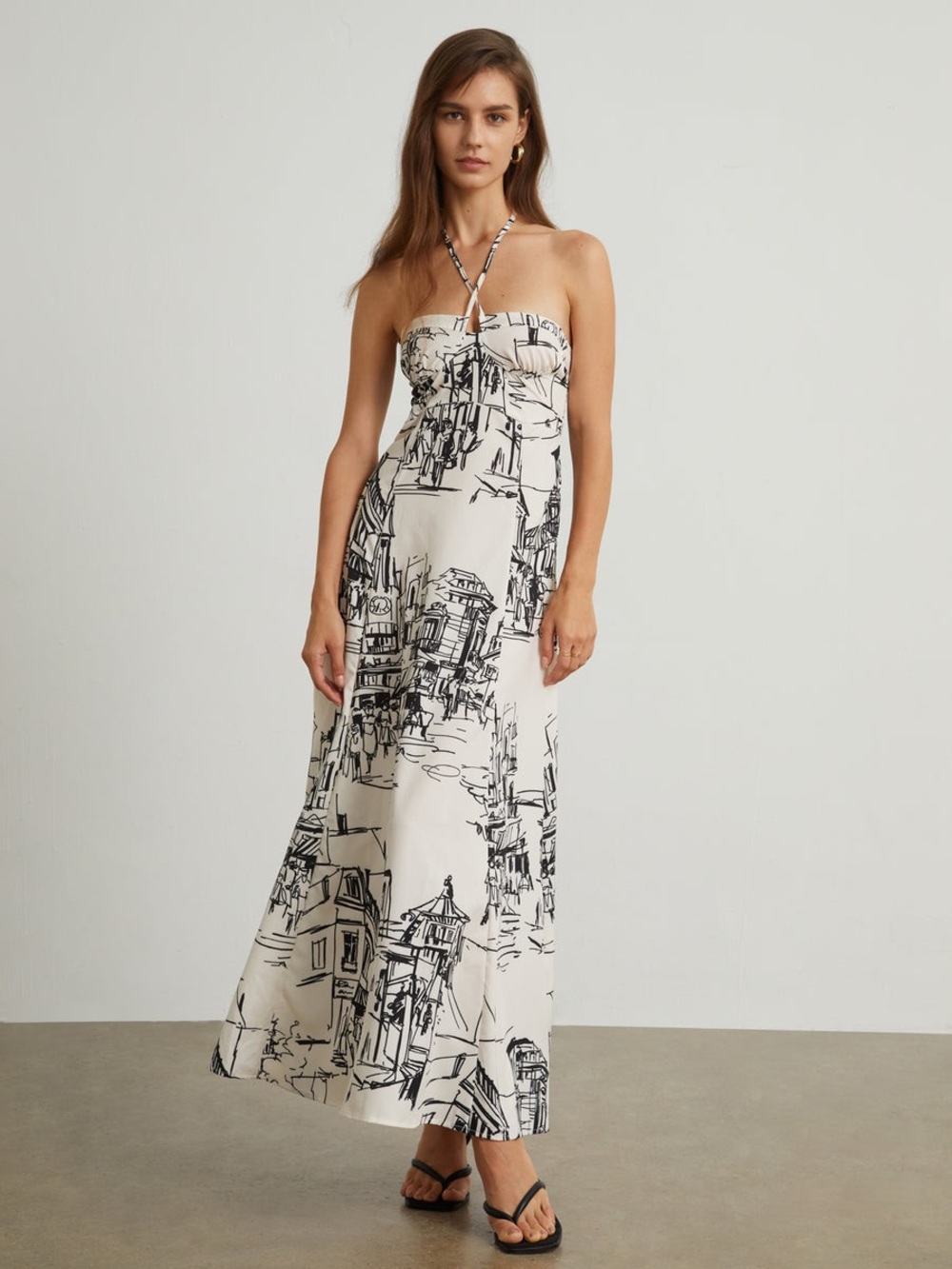 NWT Commense Paris Street Halter Long Dress